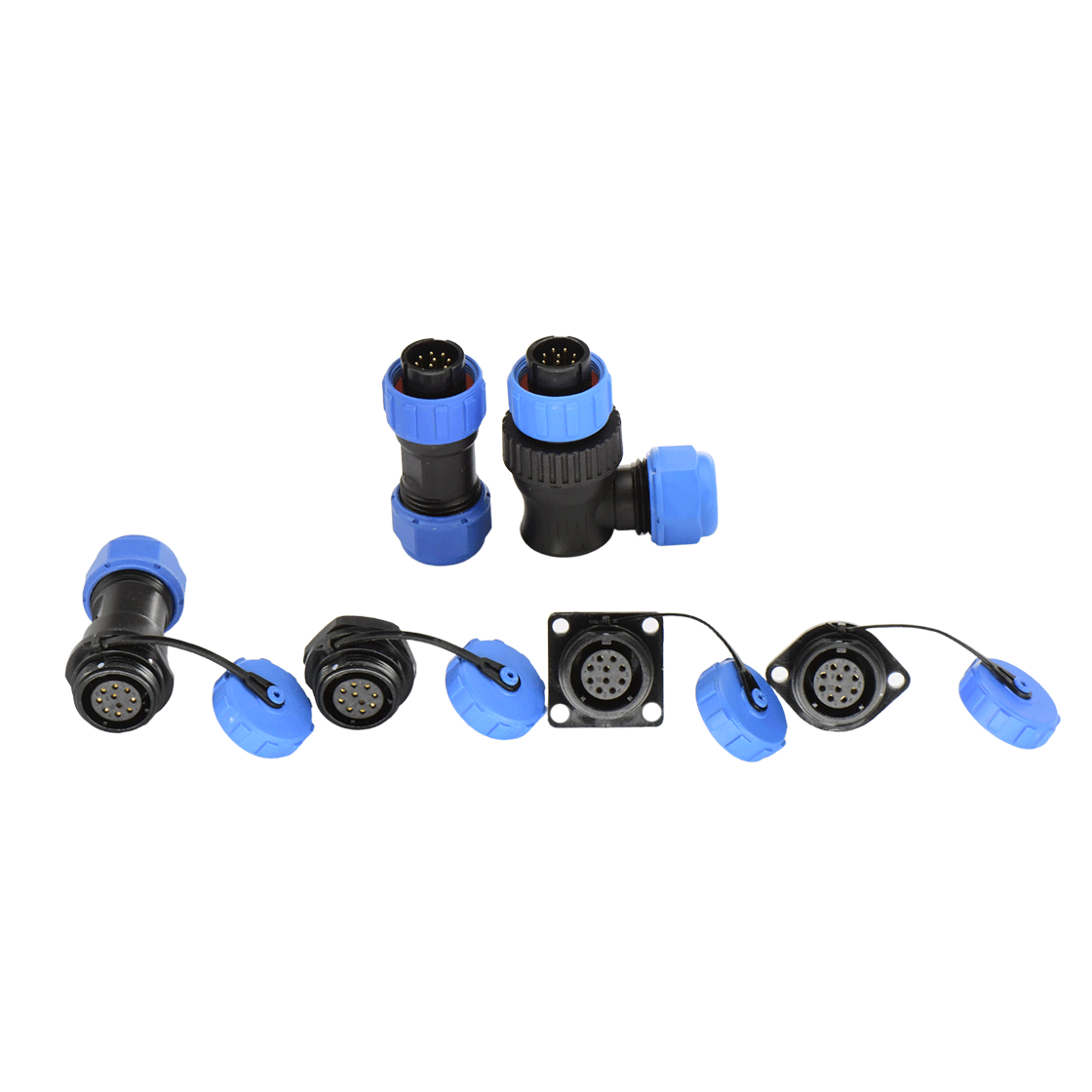 DP17系列 10芯弯式电缆公插头 电缆直径7-10mm