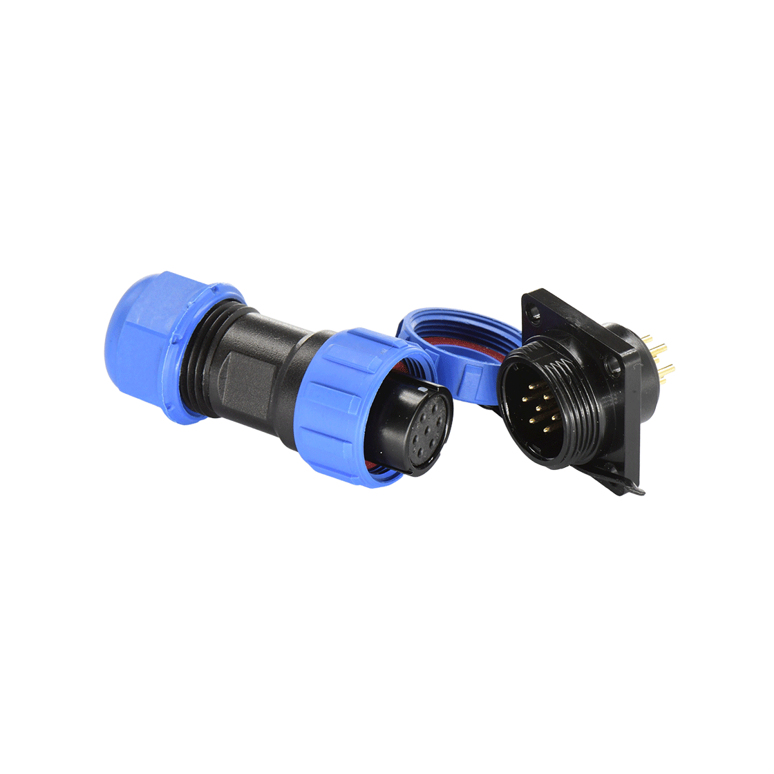 DP17系列 7芯方形法兰公插座