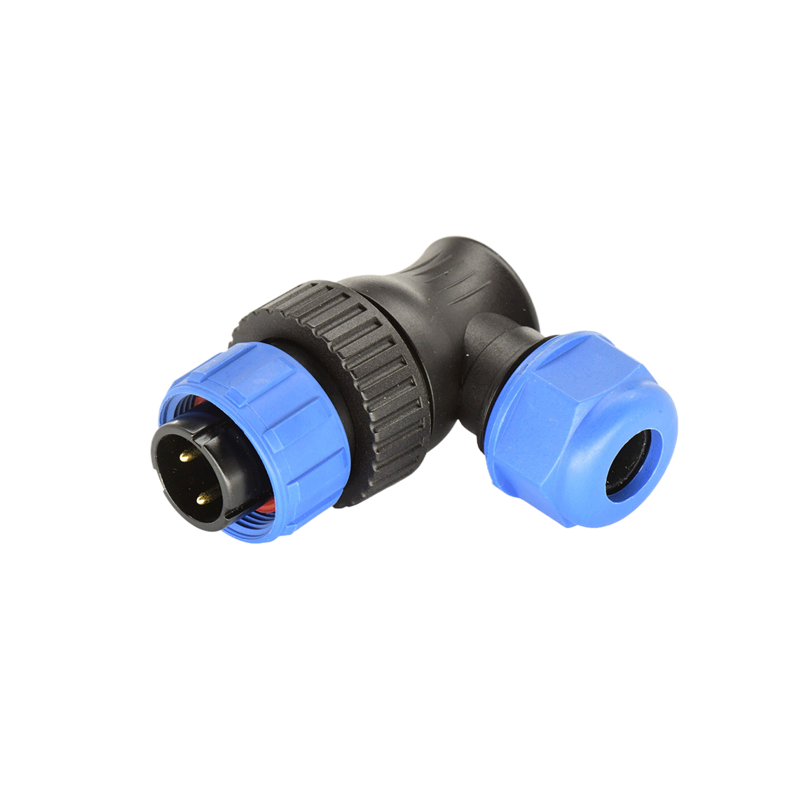 DP17系列 2芯弯式电缆公插头 电缆直径7-10mm