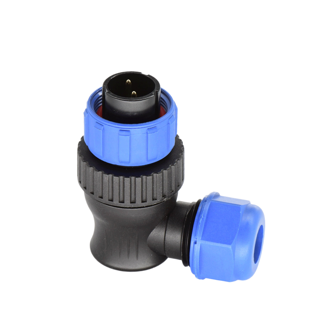 DP17系列 2芯弯式电缆公插头 电缆直径7-10mm