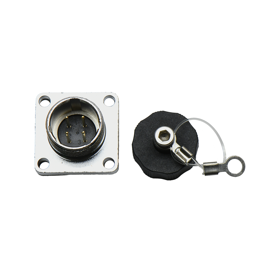 DS16系列 航空插头 4芯公头 面板安装插座 带方形法兰