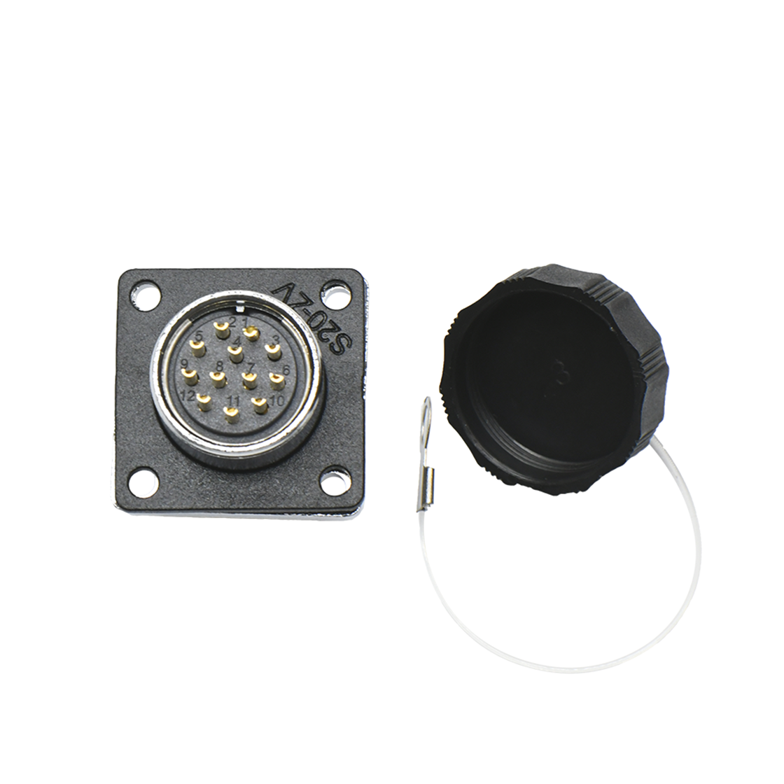 DS20系列 航空插头 12芯母头 面板安装插座 带方形法兰