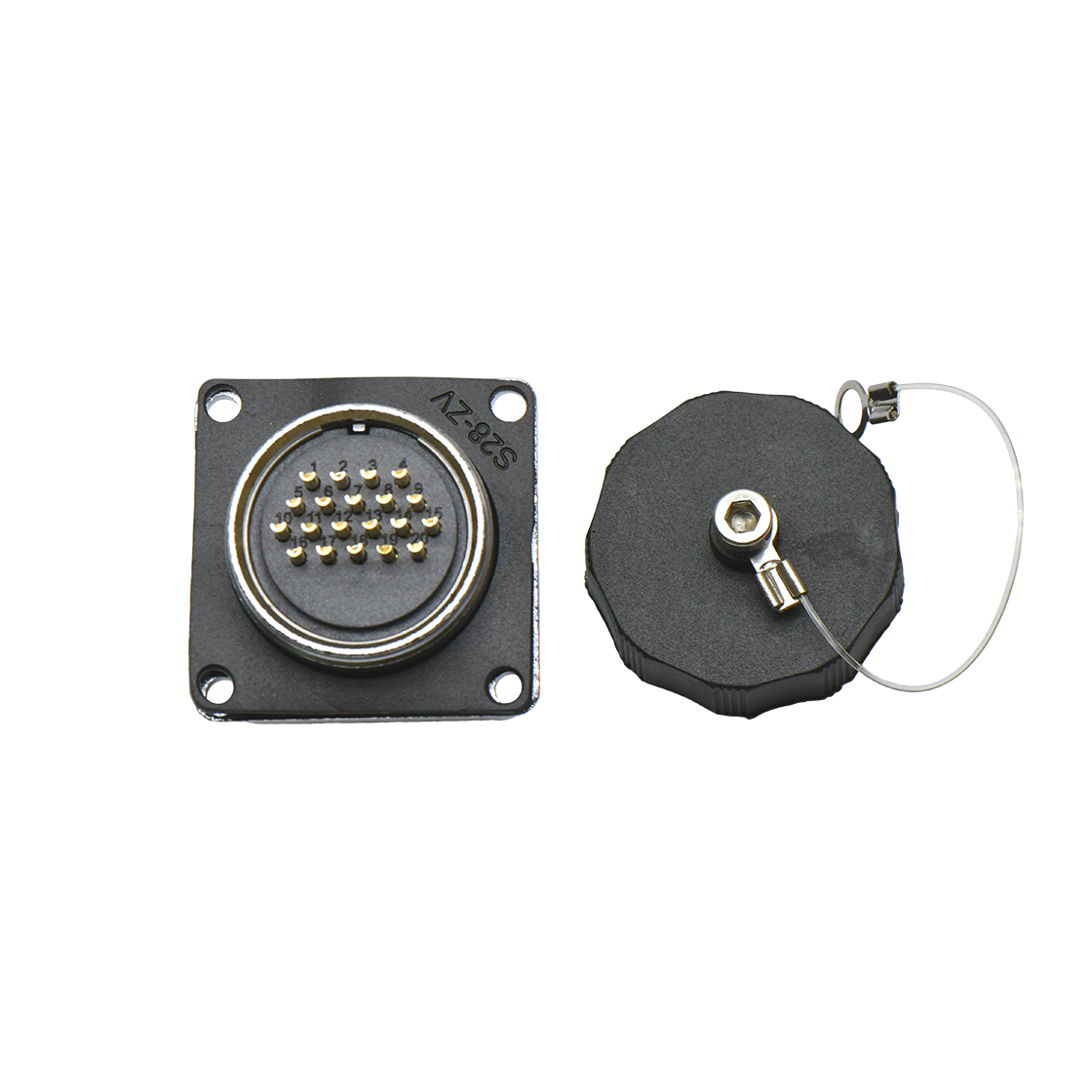 DS28系列 航空插头 20芯公头 面板安装插座 带方形法兰