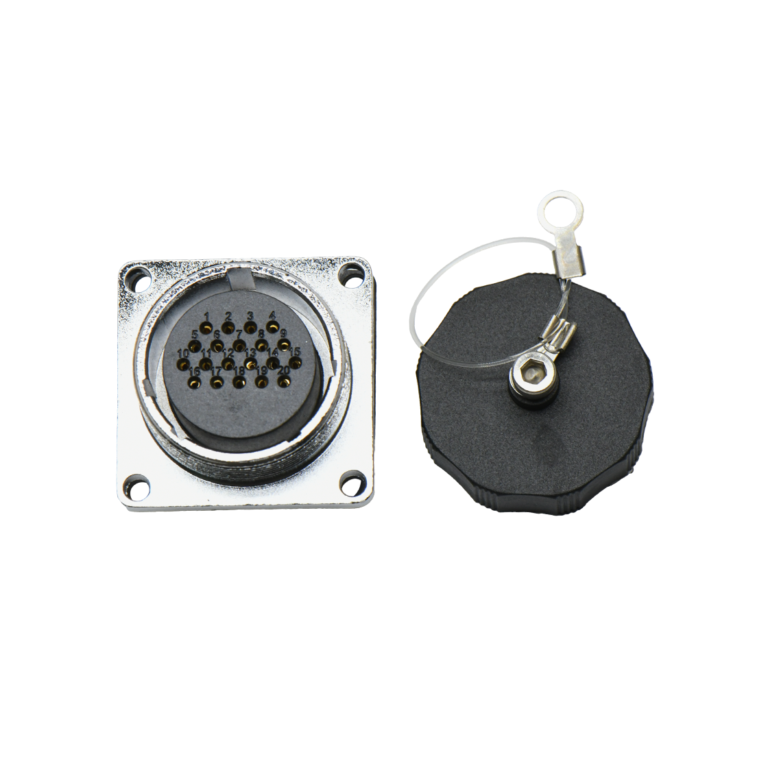 DS28系列 航空插头 20芯母头 面板安装插座 带方形法兰