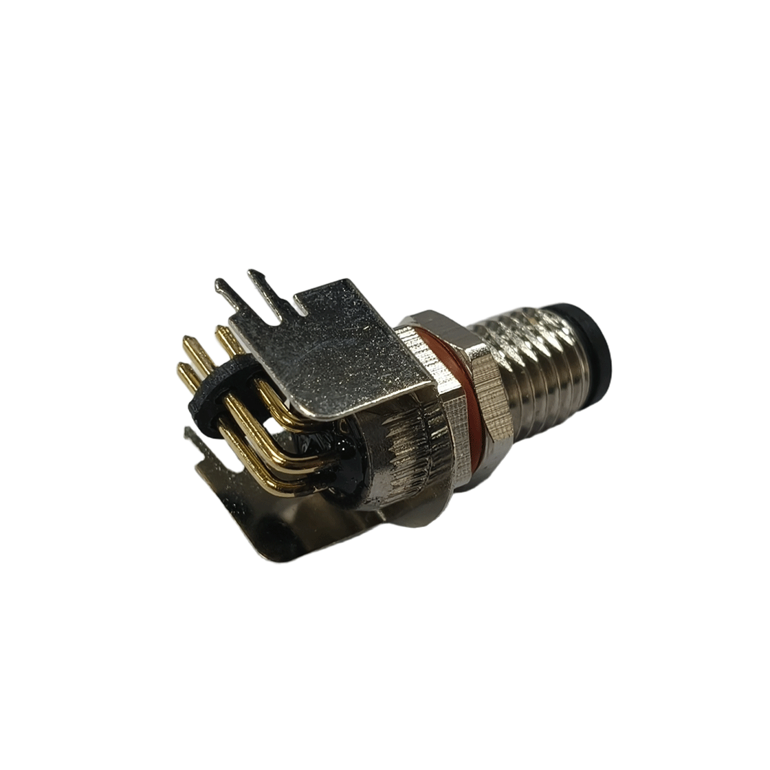 M8防水连接器 A编码 4芯 公头 PCB式 前锁面板弯头