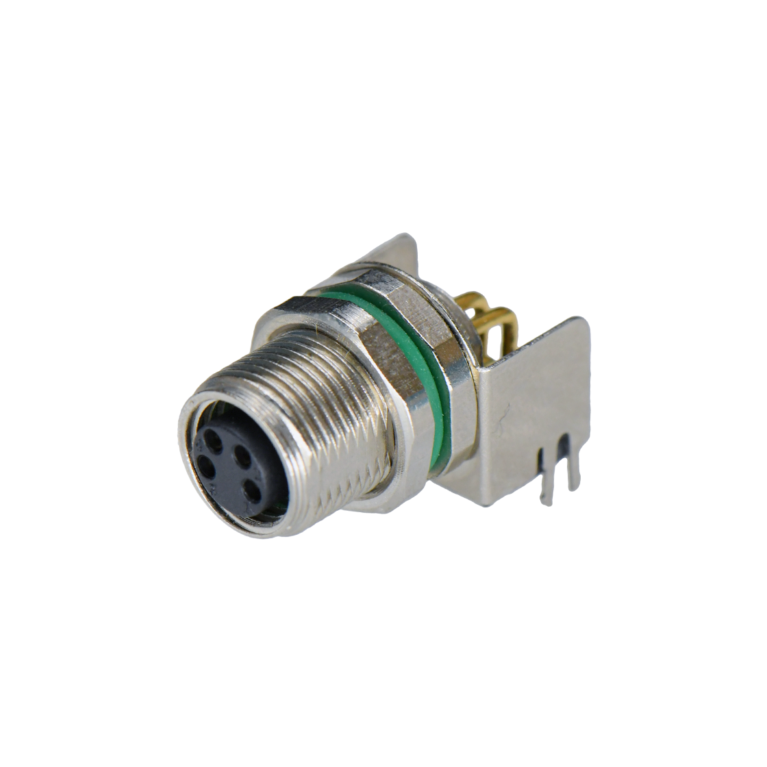 M8防水连接器 AB编码 母头 PCB式 前锁面板弯头