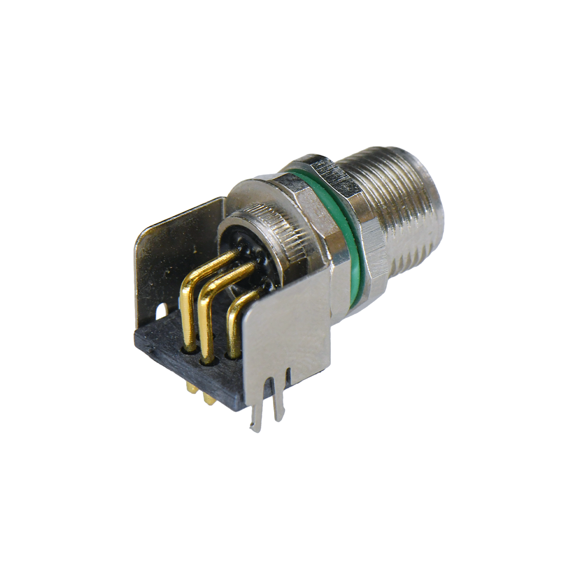 M8防水连接器 A编码 4芯 母头 PCB式 前锁面板弯头