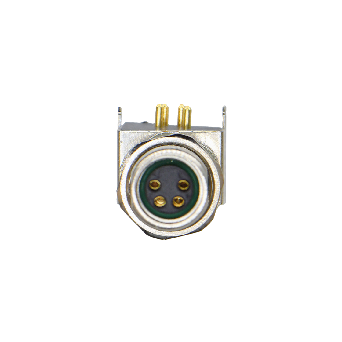 M8防水连接器 A编码 4芯 母头 PCB式 前锁面板弯头