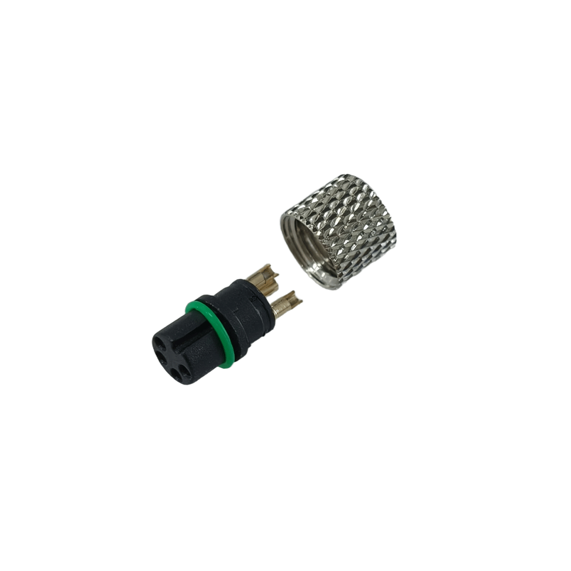 M8防水连接器 A编码 4芯 焊线式 防呆母头 +9*7.8L网纹螺母