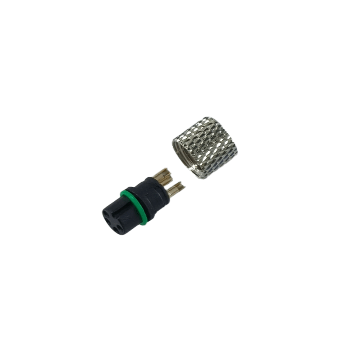 M8防水连接器 A编码 4芯 焊线式 防呆母头 +9*7.8L网纹螺母