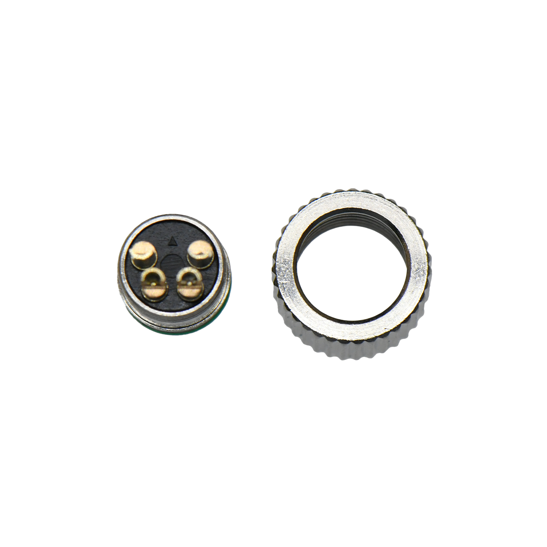 M8防水连接器 A编码 4芯 焊线式 防呆母头 屏蔽款+8L直纹螺母