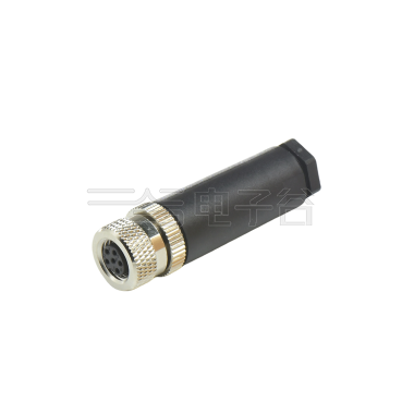 M8防水连接器 A编码 6芯 母头 组装式 直头螺钉压接