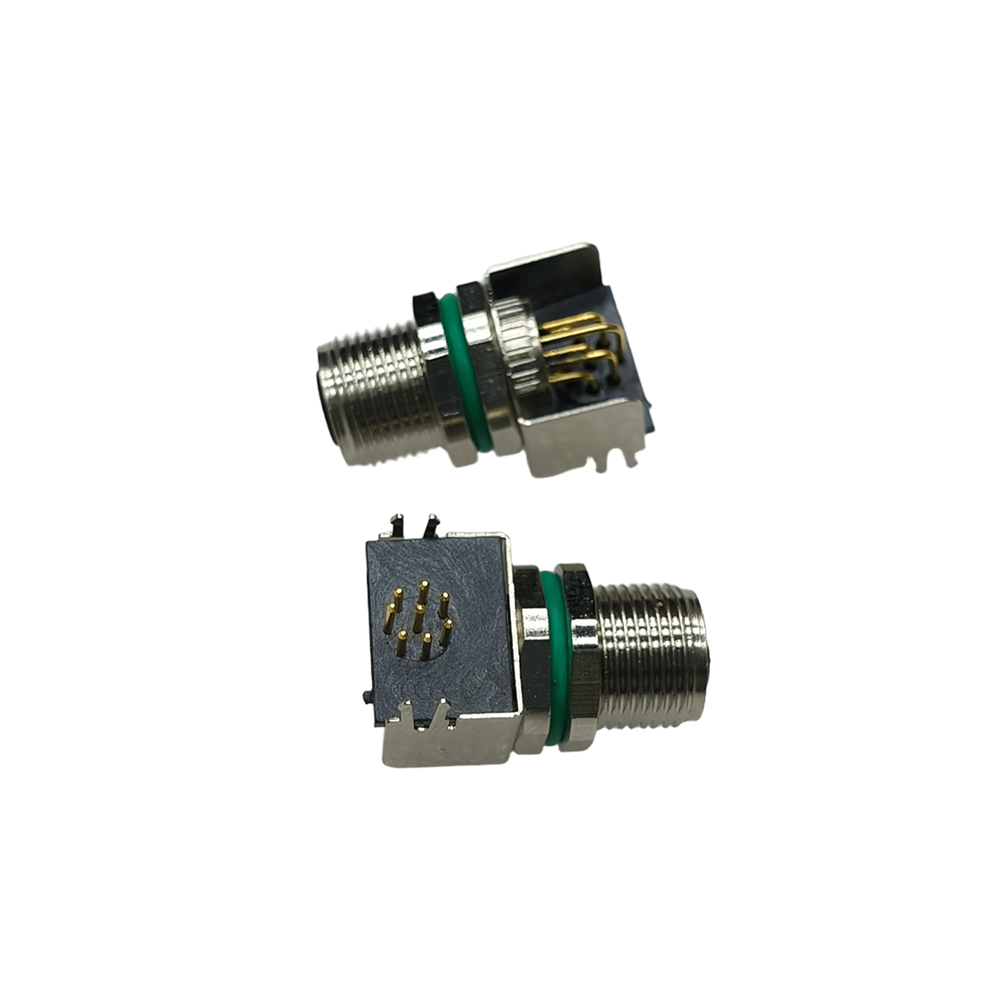 M8防水连接器 A编码 8芯 母头 PCB式 前锁面板弯头