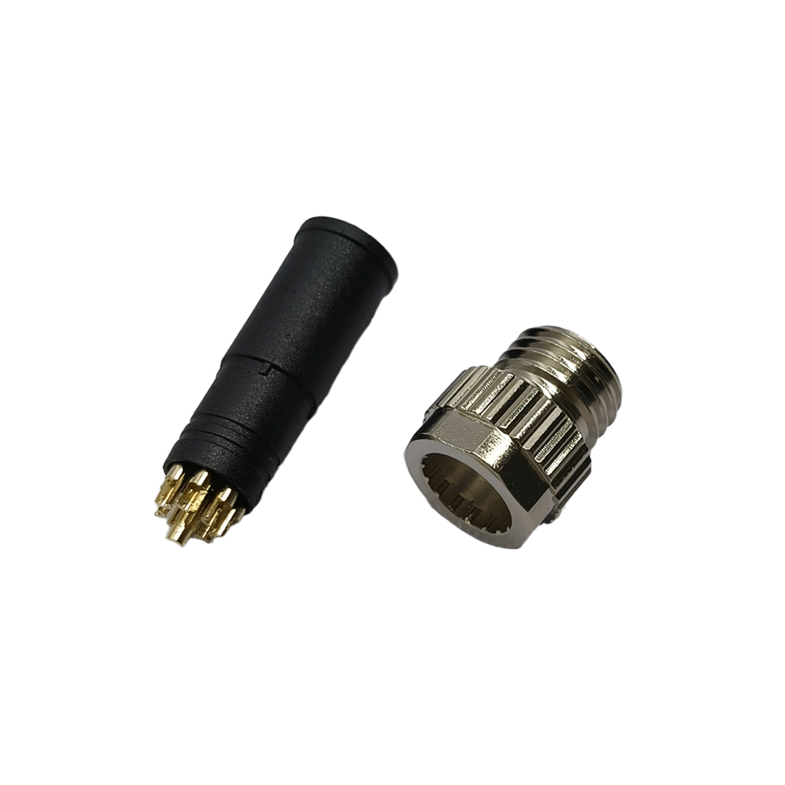 M8防水连接器 A编码 8芯 焊线式 公头 +11.3L防振动六角螺丝