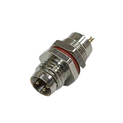 M8防水连接器 A编码 PCB式 公头前锁面板式M8 SW10-16L全金属