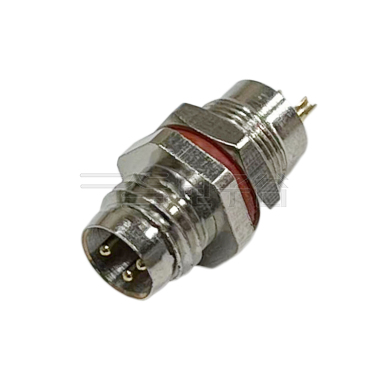 M8防水连接器 A编码 2芯 PCB式 公头 前锁面板式M8 SW10T-17.6L全金属