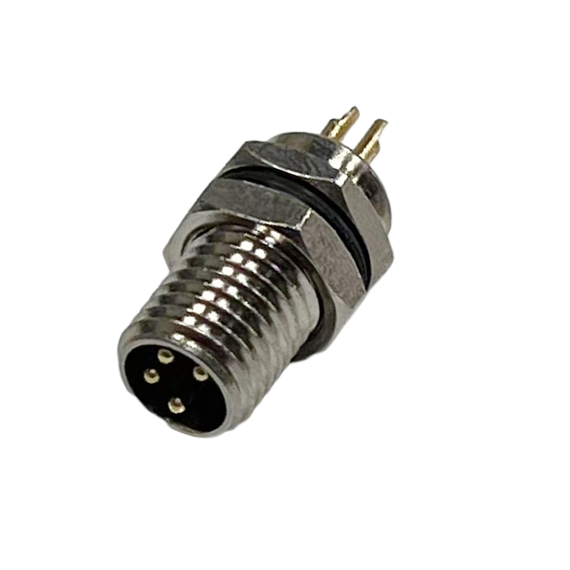 M8防水连接器 A编码 焊线式 公头前锁面板式M8 SW10-16L全金属