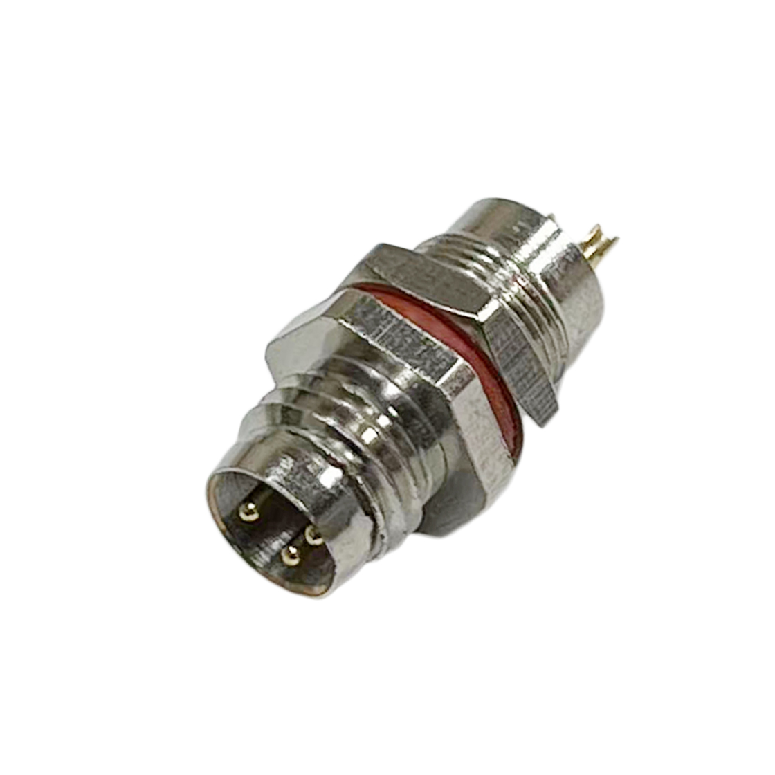 M8防水连接器 A编码 焊线式 公头前锁面板式M8 SW10-17.6L全金属