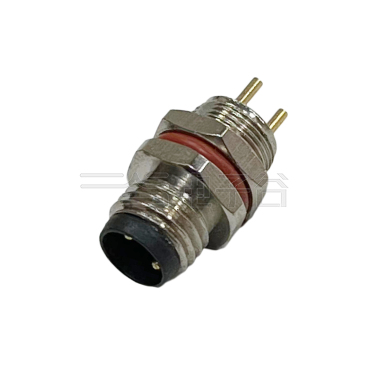 M8防水连接器 A编码 4PIN 线端公头 后锁面板式M8 SW10T-13.7L后灌胶.