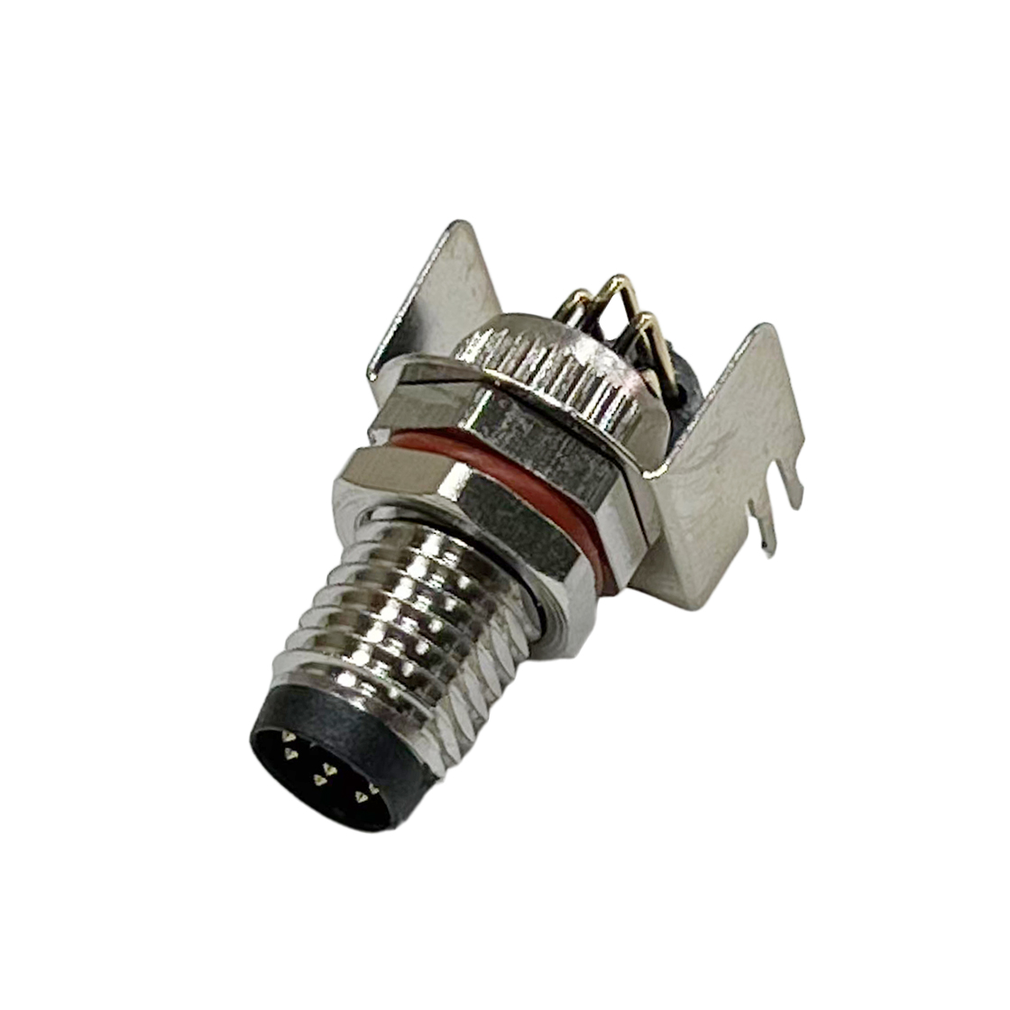 M8防水连接器 A编码 8PIN 公头 板端弯头