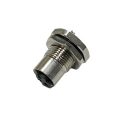 M8防水连接器 AB编码 焊线式 母头 前锁面板式M10 SW12T-15.5L