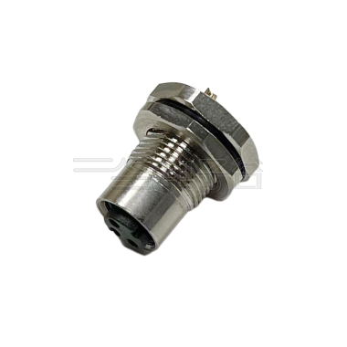 M8防水连接器 A编码 2芯 焊线式 母头 前锁面板式M10 SW12T-15.5L