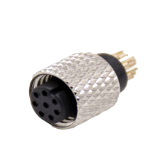 M8防水连接器 AB编码 焊线式 母头+9*7.8L网纹螺母