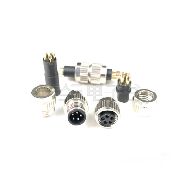 M8防水连接器 B编码 5PIN 线端母头+8L防振动六角螺母+防水圈.