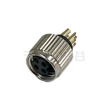 M8防水连接器 A编码 6PIN 线端母头屏蔽款+8L弹簧直纹螺母