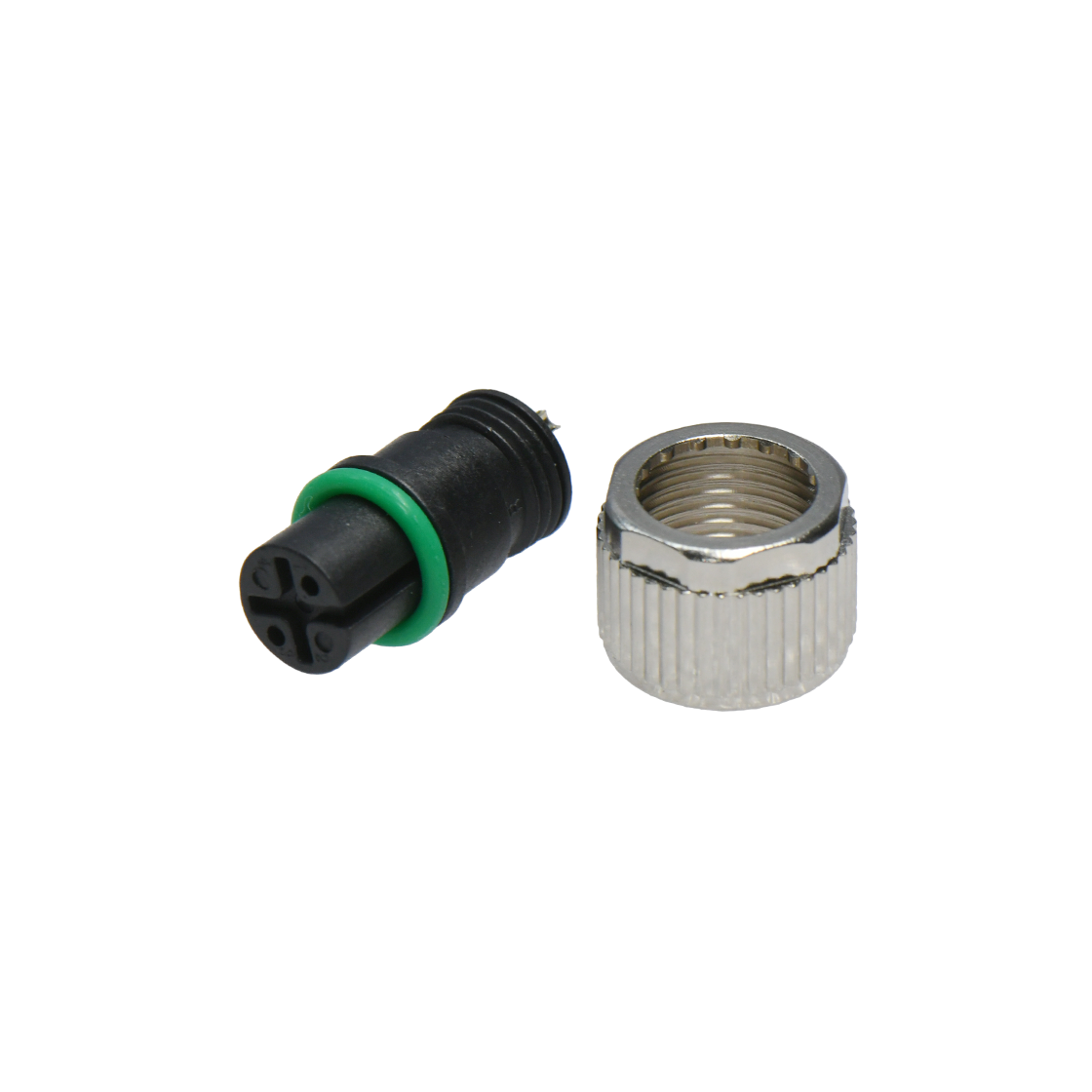 M12防水连接器 A编码 2芯 焊线式母头 B款+10.5L防振动六角螺母