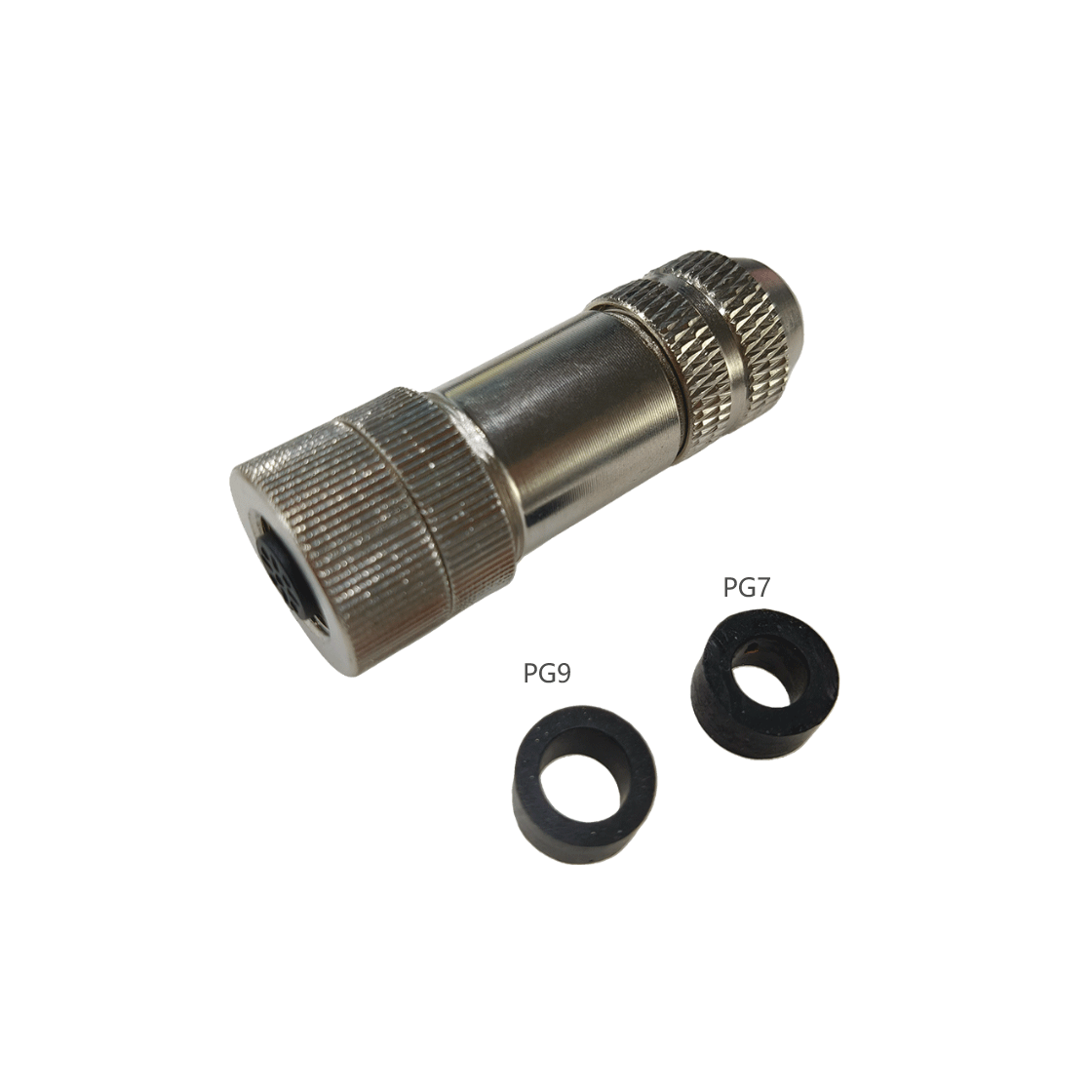 M12组装式金属款屏蔽系列 母直头 3芯 A编码 螺钉压接 线径PG7