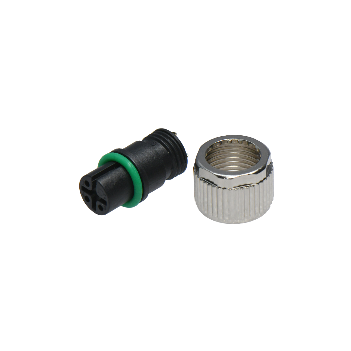 M12防水连接器 A编码 3芯 焊线式母头 B款+10.5L防振动六角螺母