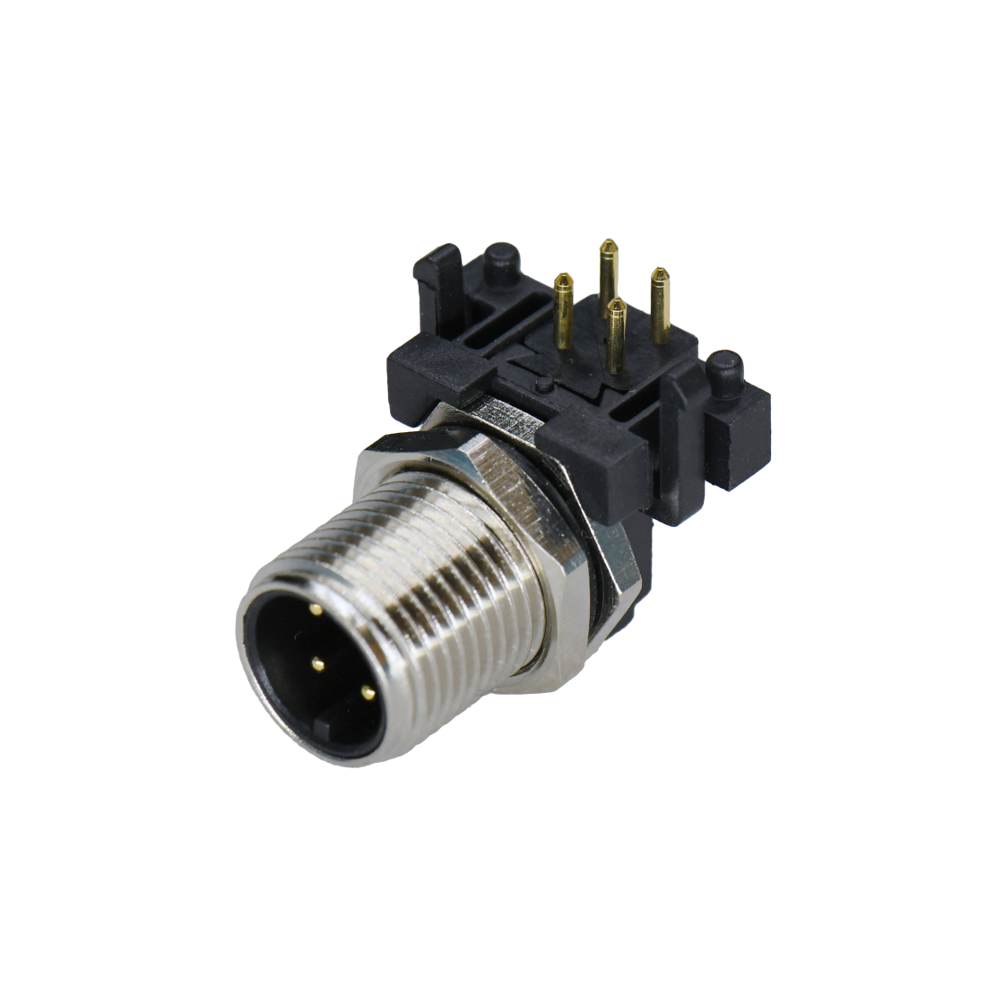 M12前锁面板 公弯头 4芯 A编码 PCB式 开孔M12