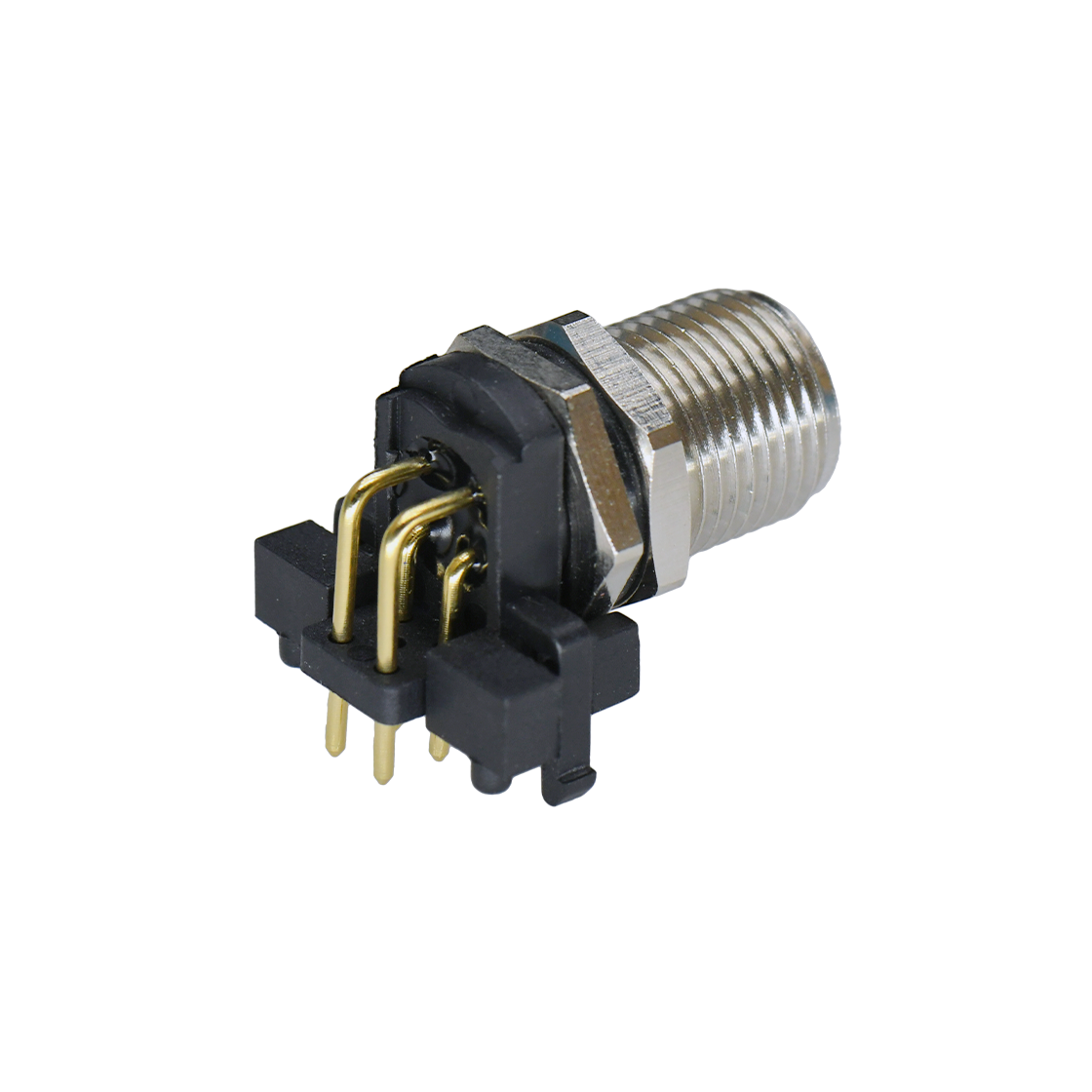 M12前锁面板 公弯头 4芯 A编码 PCB式 开孔M12