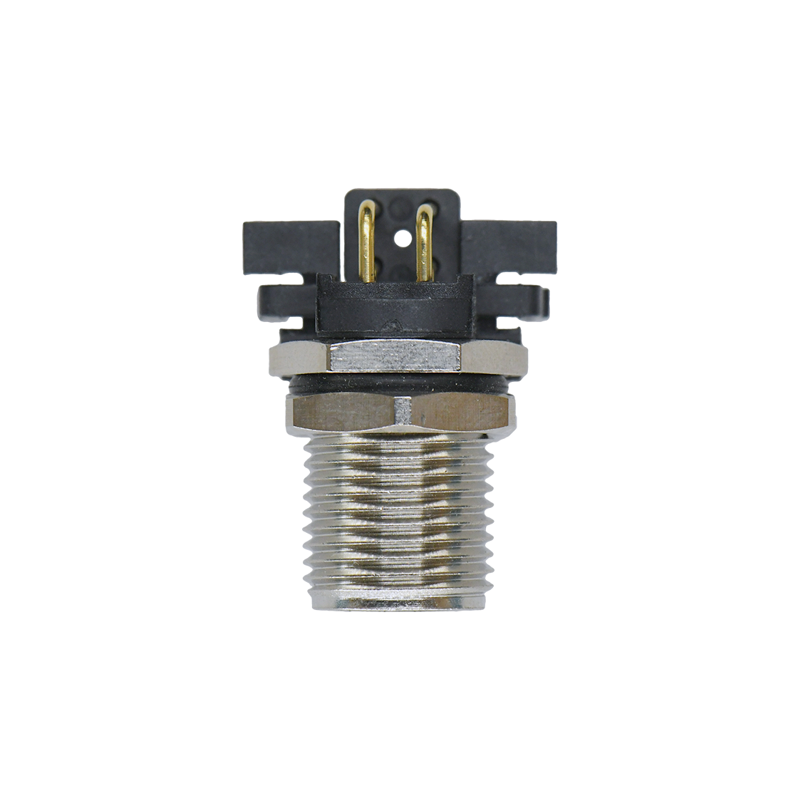 M12前锁面板 公弯头 4芯 A编码 PCB式 开孔M12