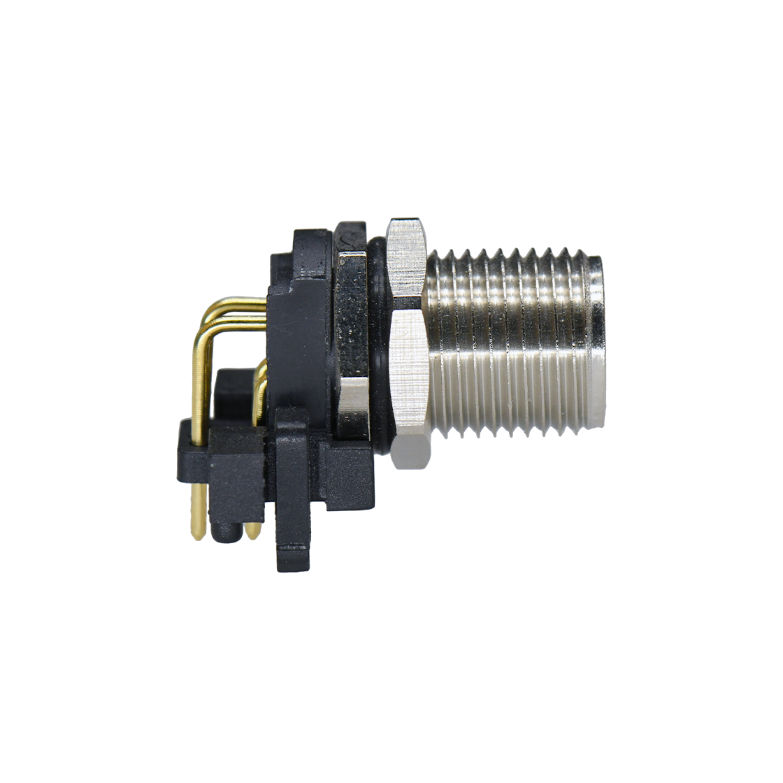 M12前锁面板 公弯头 4芯 A编码 PCB式 开孔M12