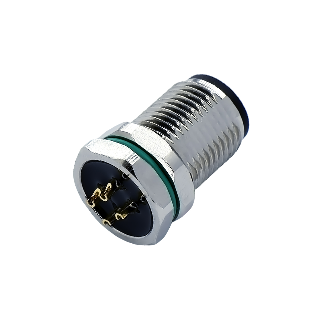 M12前锁面板 公头 4芯 A编码 焊线式 开孔M12 双切边