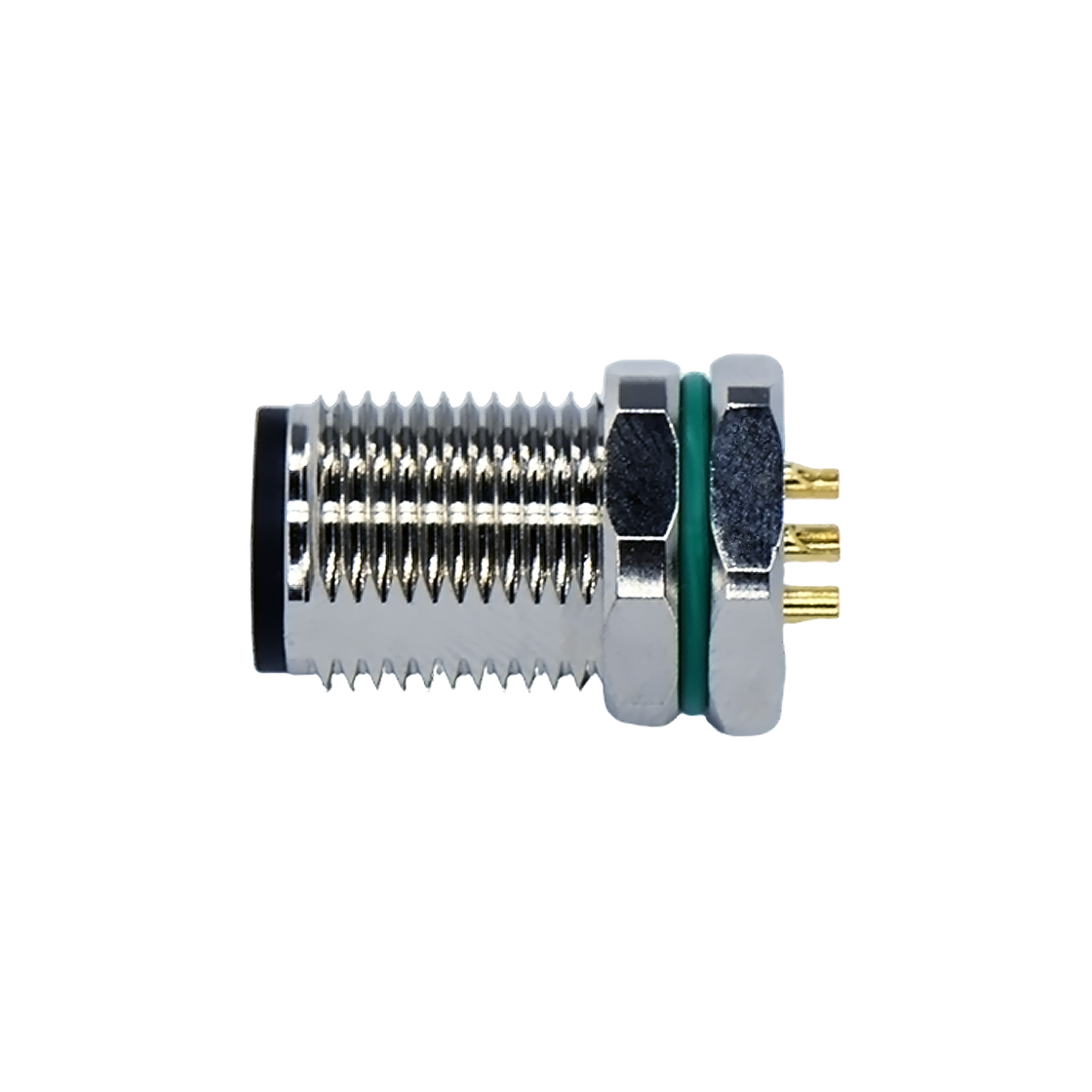 M12前锁面板 公头 4芯 A编码 焊线式 开孔M12 双切边