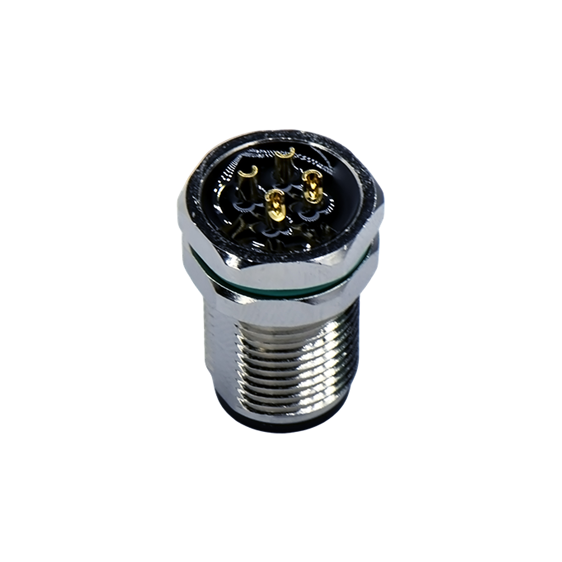 M12前锁面板 公头 4芯 A编码 焊线式 开孔M12 双切边