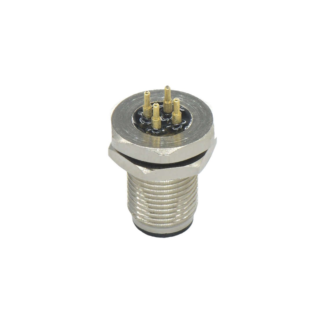 M12前锁面板 公直头 4芯 A编码 PCB式 开孔M12