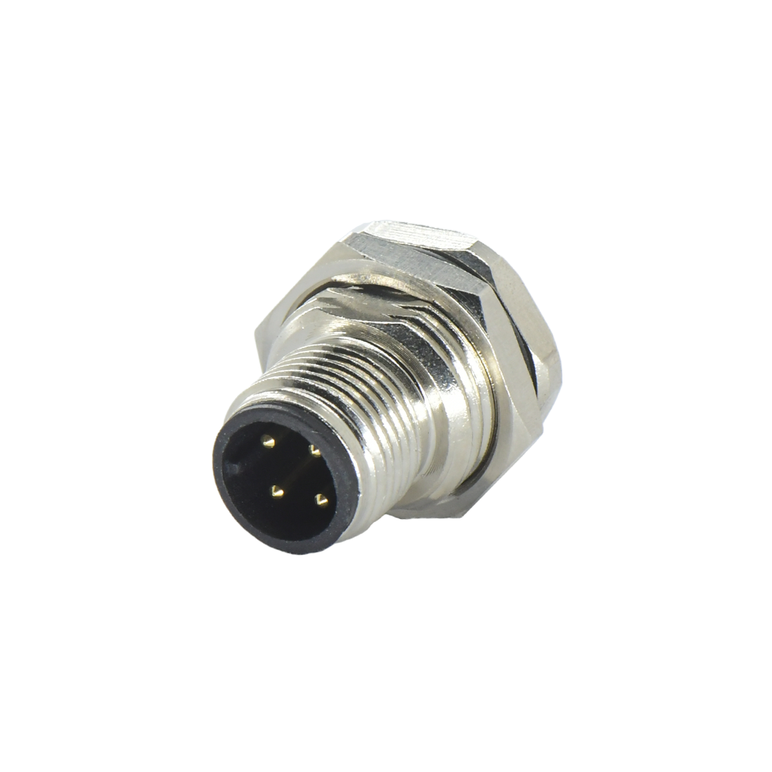 M12前锁面板 公直头 4芯 A编码 焊线式 开孔M16