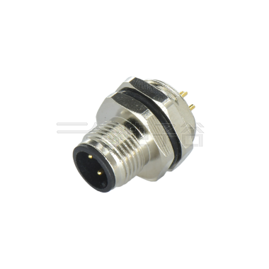 M12后锁面板 公直头 4芯 A编码 焊线式 开孔M16