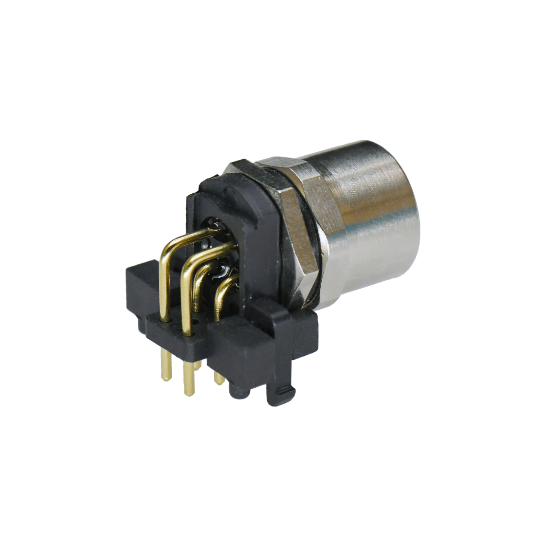 M12前锁面板 母弯头 4芯 A编码 PCB式 开孔M12