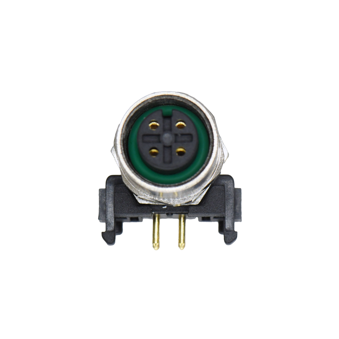 M12前锁面板 母弯头 4芯 A编码 PCB式 开孔M12
