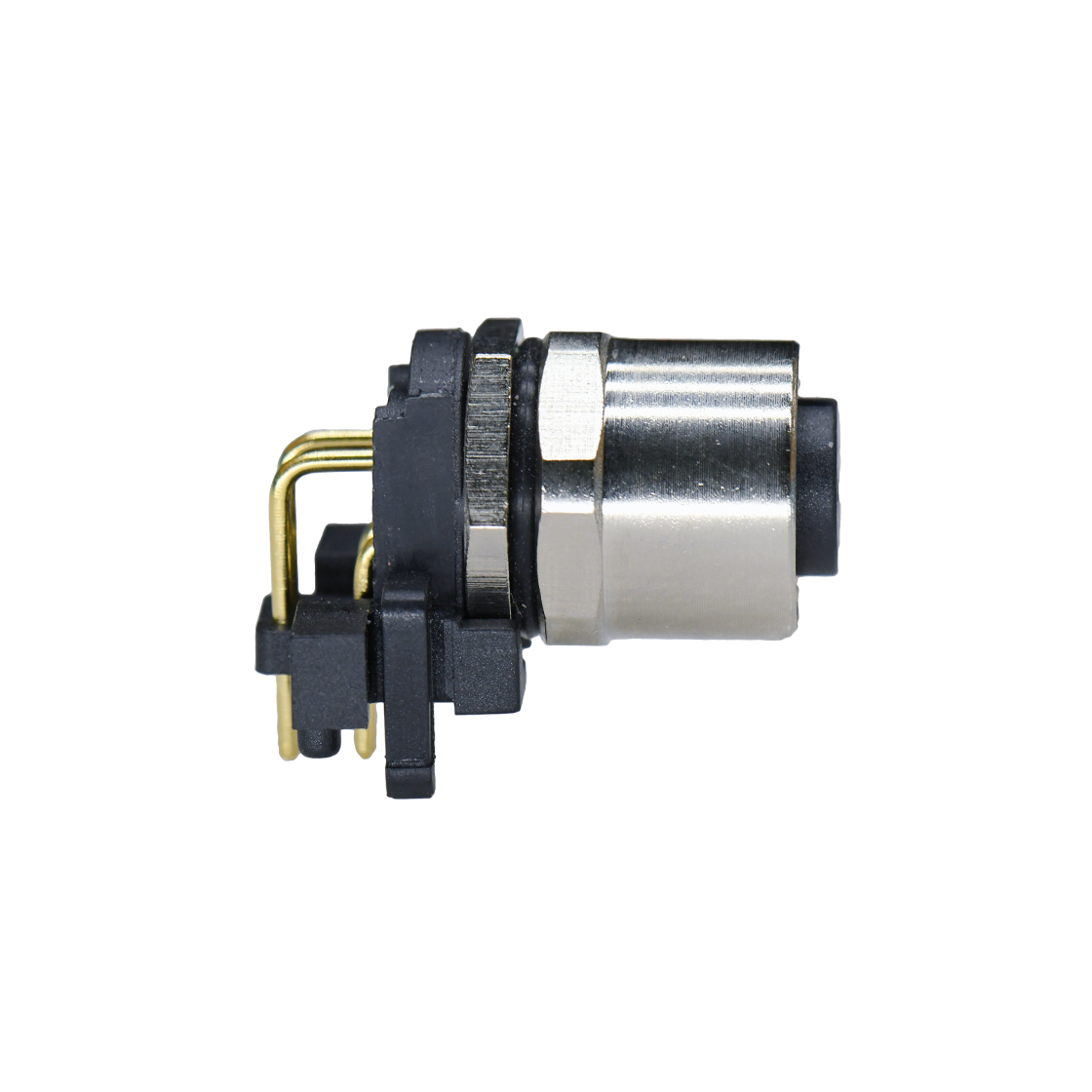 M12前锁面板 母弯头 4芯 A编码 PCB式 开孔M12