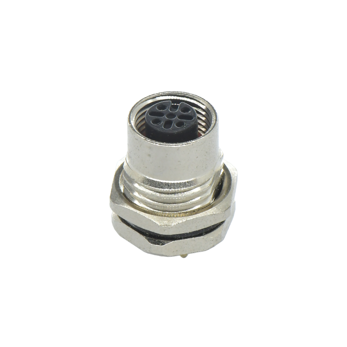 M12前锁面板 母直头 4芯 A编码 PCB式 开孔M16