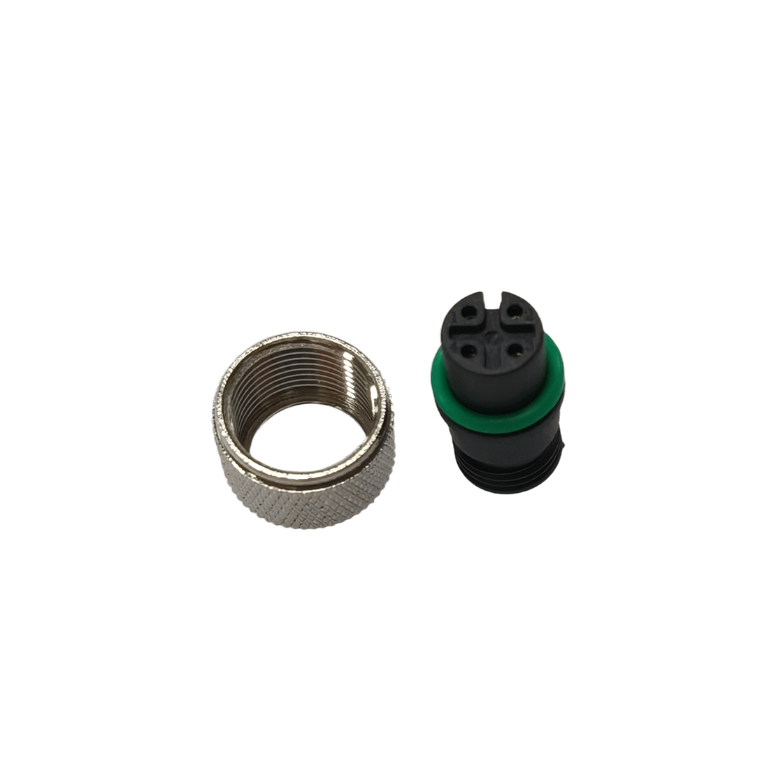 M12成型式防水连接器 4芯 A编码 焊线式母头 非屏蔽款+10.5L网纹螺母