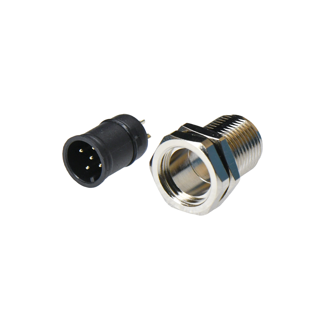 M12防水连接器 线端公头 前锁面板式M12 SW15T后灌胶