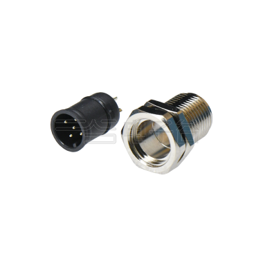 M12防水连接器 A编码 5PIN 线端公头 前锁面板式M12 SW15T后灌胶