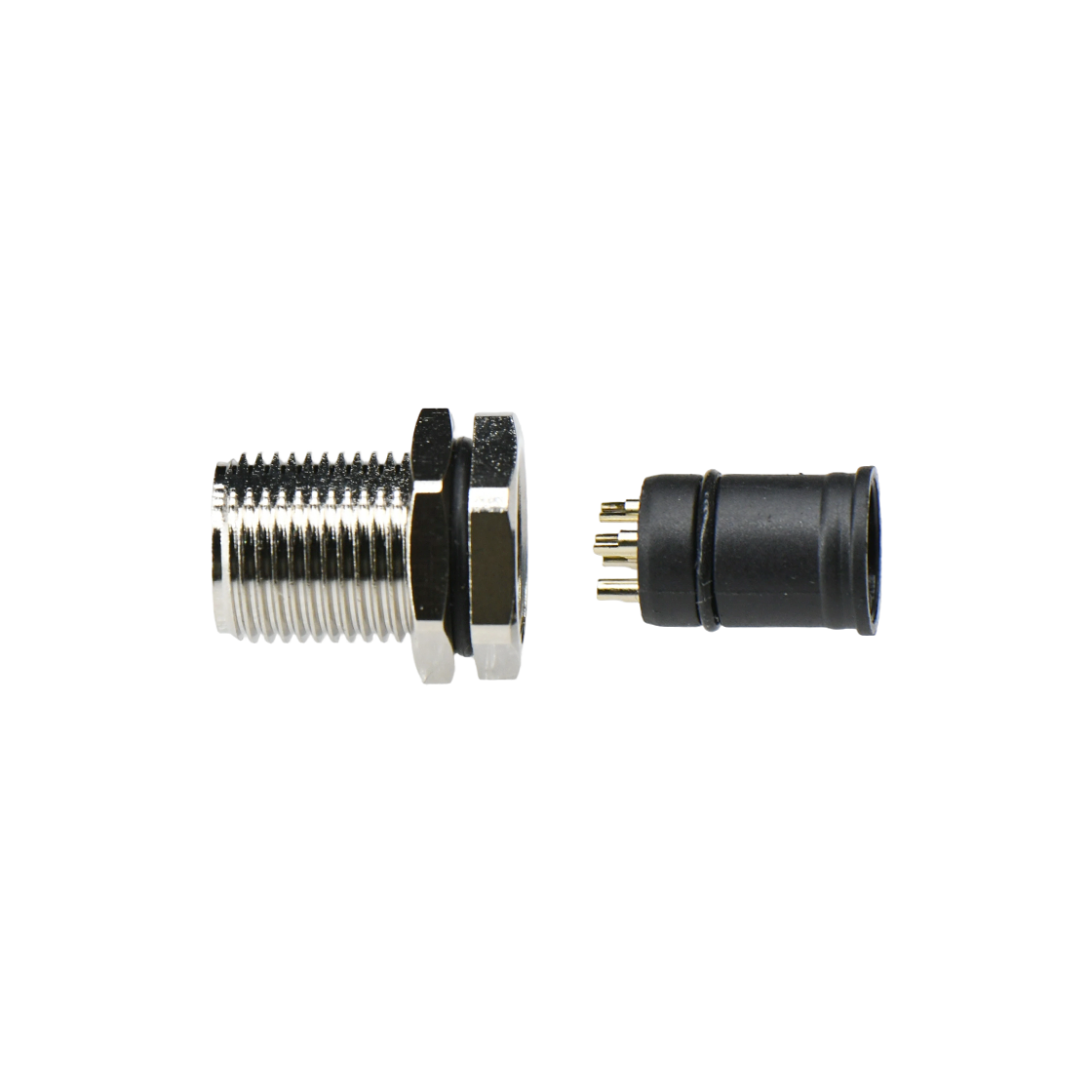 M12防水连接器 A编码 5PIN 线端公头 前锁面板式M12 SW15T后灌胶
